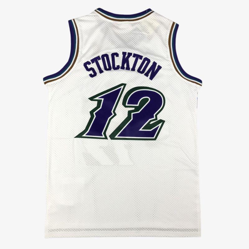 גופיית רטרו לבנה יוטה ג'אז' | ג'ון סטוקטון