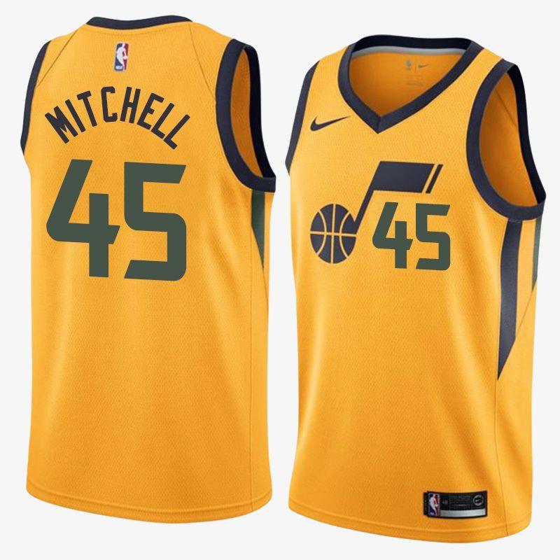 גופיית משחק צהובה יוטה ג'אז' | דונובן מיצ'ל